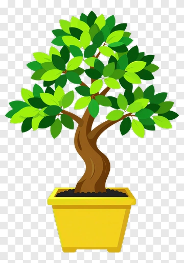 Colorful Tree In Yellow Pot PNG