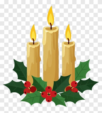 Christmas Candles With Holly And Berries PNG
