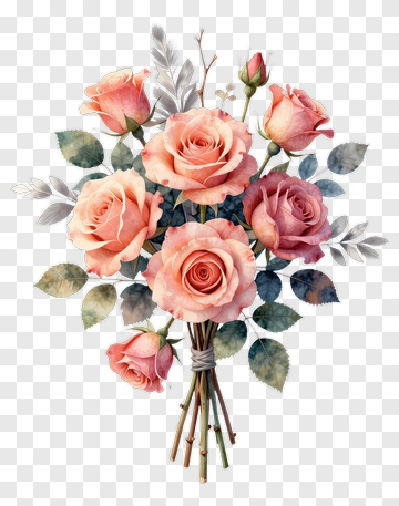 Beautiful Bouquet Of Pink Roses PNG