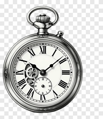 Vintage Pocket Watch With Roman Numerals PNG