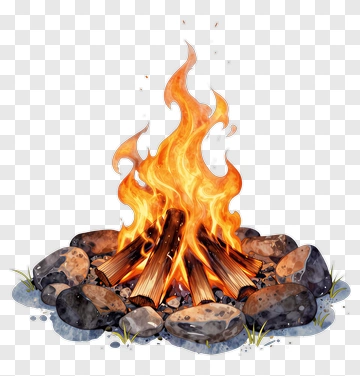 Campfire With Flames And Stones PNG