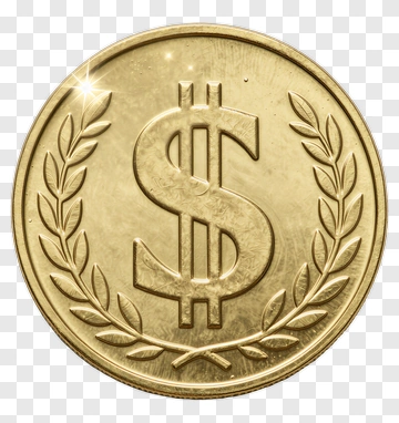 Gold Dollar Coin With Laurel Wreath PNG