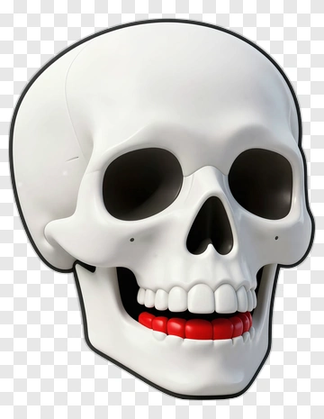 Cartoon Skull With Red Teeth PNG