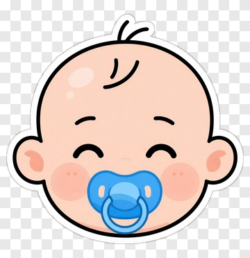 Cartoon Baby With Blue Pacifier PNG