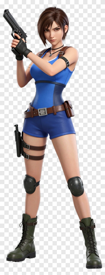 3D Female Character Holding A Handgun PNG