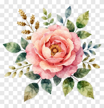 Watercolor Pink Flower Bouquet PNG