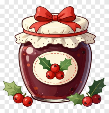 Jar Of Jam With Holly Decoration PNG