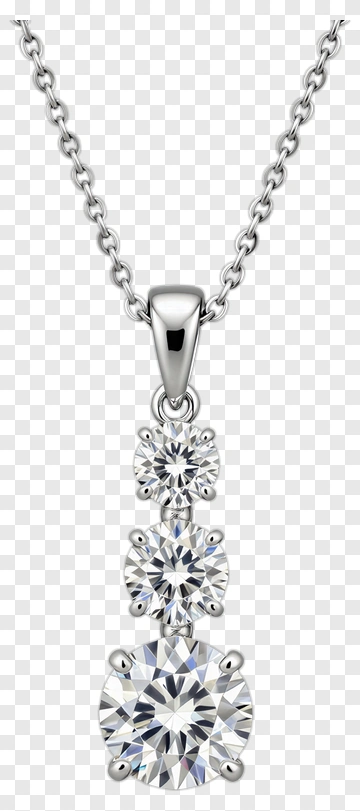 Silver Pendant Necklace With Three Diamonds PNG