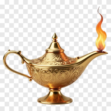 Golden Oil Lamp With Flame PNG