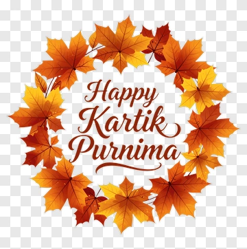 Happy Kartik Purnima Wreath Of Autumn Leaves PNG