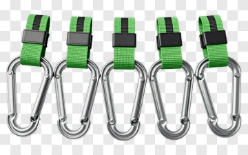 Green Climbing Carabiners With Straps PNG
