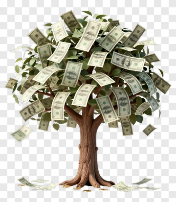Money Tree With Dollar Bills PNG