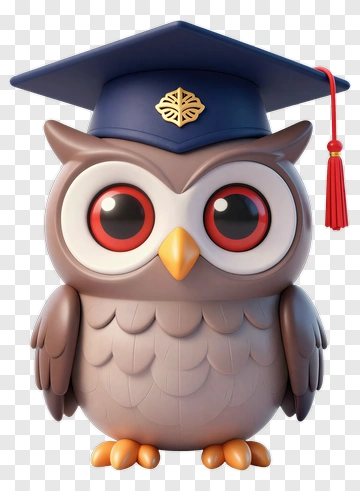3D Graduation Owl Wearing A Cap PNG