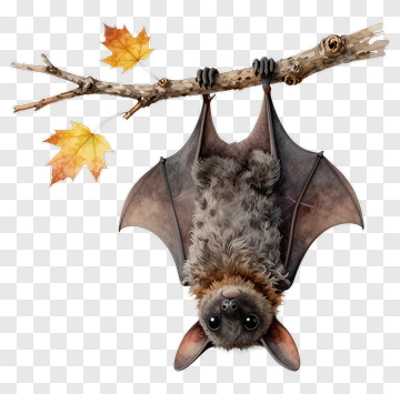 Bat Hanging Upside Down From A Branch PNG