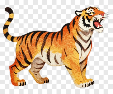 Colorful Tiger Illustration PNG