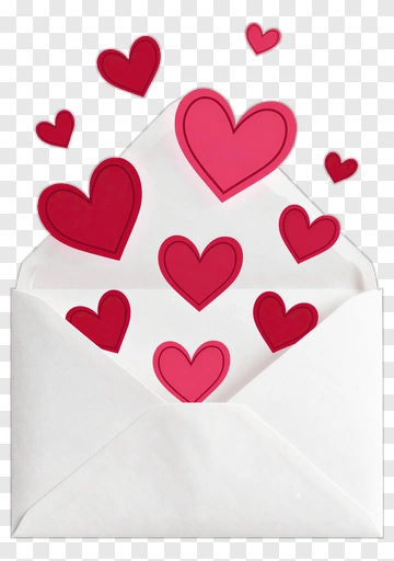 Envelope With Floating Hearts PNG