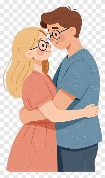 Happy Couple Embracing Each Other PNG
