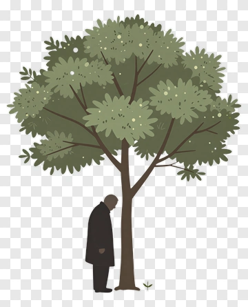 Man Standing Beside A Tree PNG