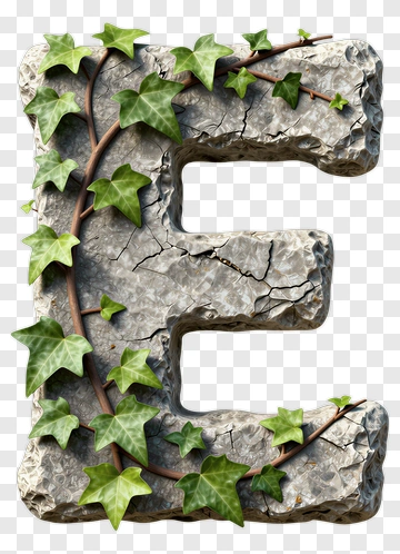 Stone Letter E Covered In Ivy PNG