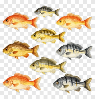 Collection Of Colorful Fish Illustrations PNG