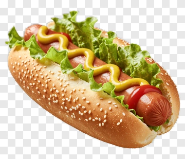 Hot Dog With Lettuce And Condiments PNG