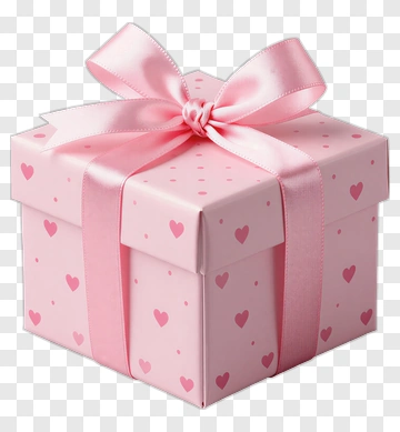 Pink Gift Box With Hearts PNG