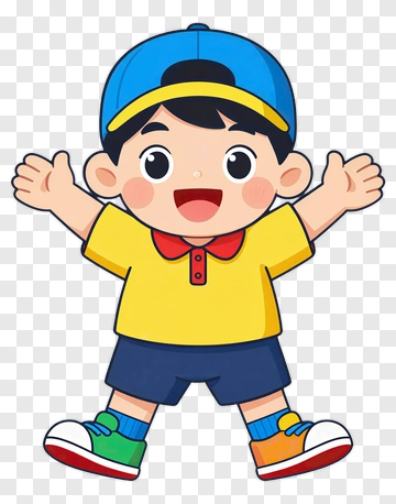 Cartoon Boy With Open Arms PNG
