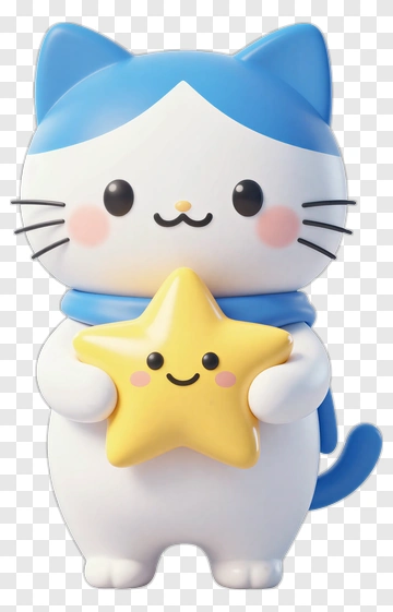 Kawaii Cat Holding A Star PNG