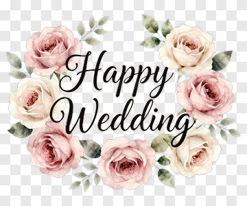 Happy Wedding Floral Arrangement PNG