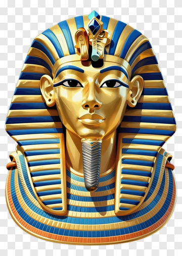 Golden Pharaoh Bust With Blue And Gold Stripes PNG