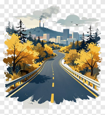 Autumn Road Through A Scenic Landscape PNG
