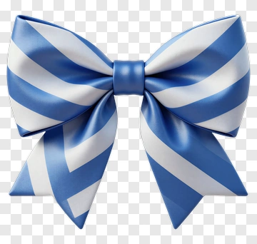 Blue And White Striped Bow PNG