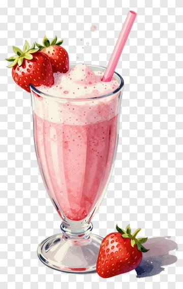 Strawberry Milkshake With Fresh Strawberries PNG