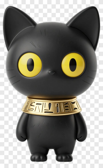 Black Cat With Gold Collar PNG