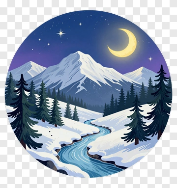 Mountain Landscape Under A Starry Night Sky PNG