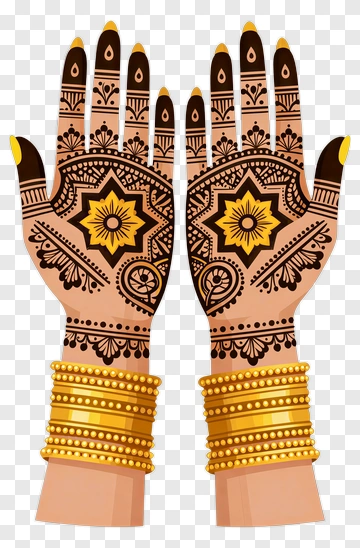 Henna Decorated Hands With Bangles PNG