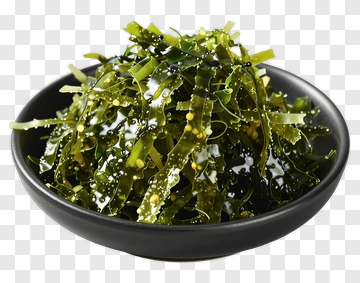 Seaweed Salad In A Black Bowl PNG
