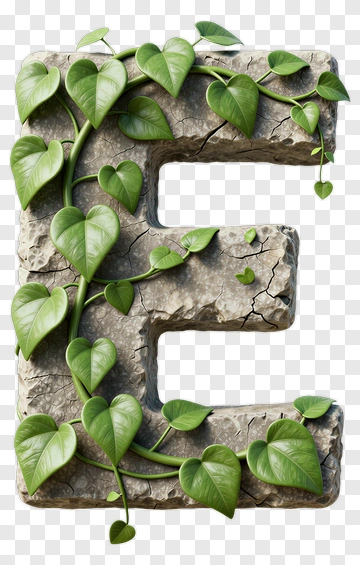 Green Leafy Letter E With Vines PNG
