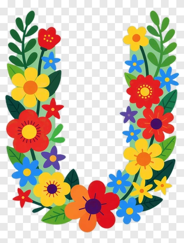Colorful Floral Letter U PNG
