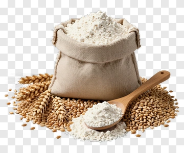 Bag Of Flour With Wheat And Grain PNG