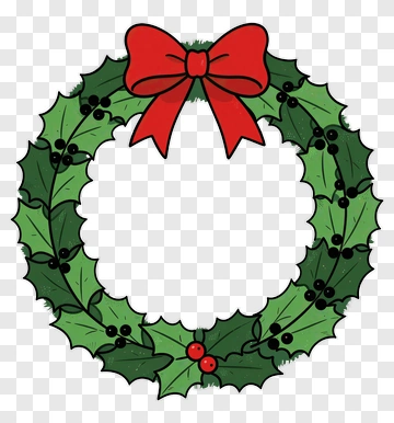 Christmas Wreath With Red Bow PNG