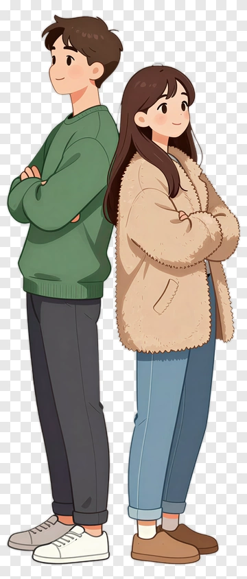 Couple Standing Back To Back PNG