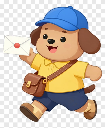 Cartoon Dog Delivering A Letter PNG