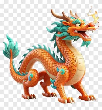 Colorful Dragon Breathing Fire PNG