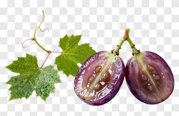 Sliced Purple Grape With Leaf PNG