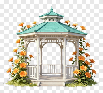 Flower Adorned Garden Gazebo PNG