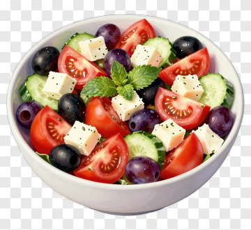 Fresh Salad With Tomatoes, Cucumbers, And Feta Cheese PNG
