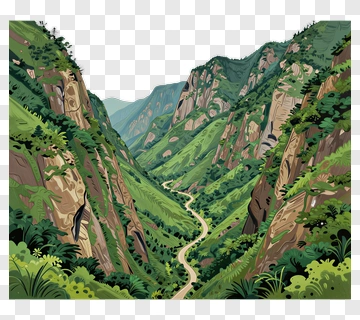 Mountain Valley Landscape PNG