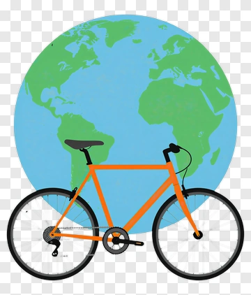 Orange Bicycle In Front Of A Globe PNG