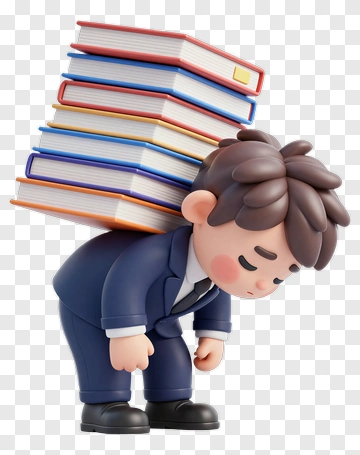 3D Student Carrying A Stack Of Books PNG